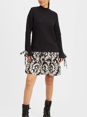 La DoubleJ French Terry Sporty Dress in Ghirlanda Black, Size L, EUC